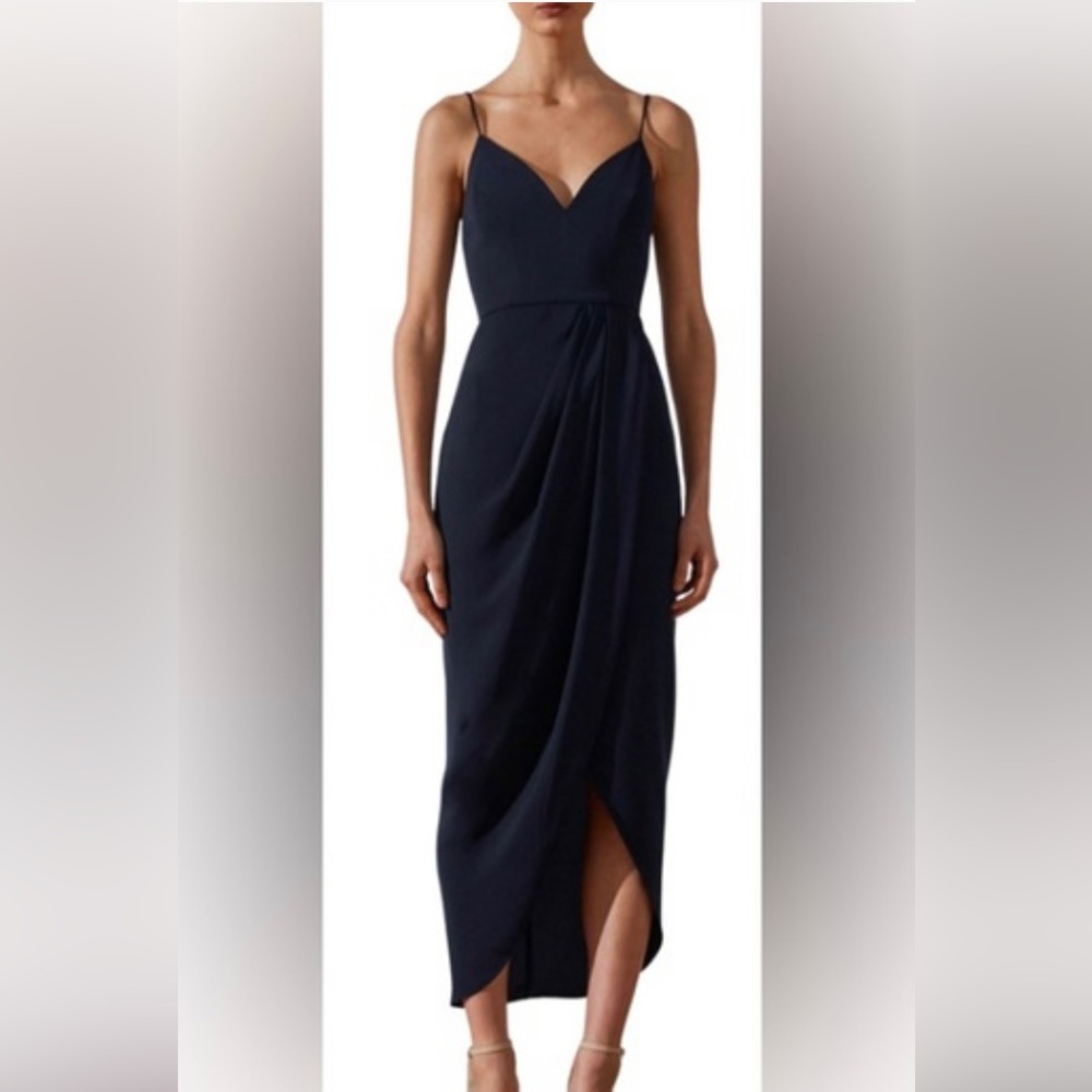 Shona Joy Core Cocktail Dress in Navy. Size 2